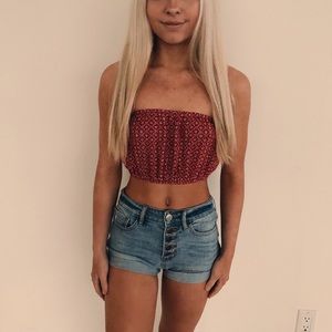 Red & white patterned bandeau top